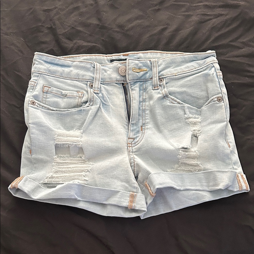 Aeropostale Light Blue Ripped Jean Shorts